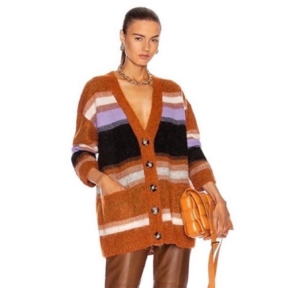 Acne Studios Kamber Wool Alpaca Striped Cardigan Sweater